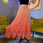 Vintage Coral Ombre Crochet Maxi Skirt Size Medium Photo 3