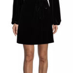 Gianni Bini NWT  Leighton Black Velvet Long Sleeve Wrap Mini Dress Photo 0