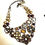 Chico's  Nikki faux pearl brown and yellow beaded rhinestone statement necklace Photo 6