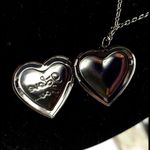 Silver Gunmetal I Love You Heart Locket Necklace Photo 3