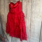 Betsey Johnson Vintage Betsy Johnson Silk Tiered Bow Red Dress Womens Size 2‎ Y2K 90s Strapless Photo 6