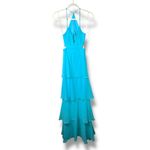 Lulus NWOT Tier and Now Blue Sash Tie-Back Tiered Plunging Cut-Out Maxi Dress Photo 4