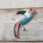 Vintage Pendant Large Blue Parrot with Bow (No Chain Included) Photo 1