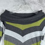 Byer California IZ Stripe Sweater Womens M Gray Green Chevron Knit Y2K Retro Photo 3