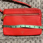 Fossil  red cowhide leather wristlet zip around wallet 4 credit card spots pouch Photo 8