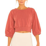 FP Movement Free People Dolman Sleeve Cropped Pullover Sweatshirt Top Red Photo 0