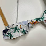 Old Navy Linen Blend Ruffle Tropical Tank Top Women’s XL Birds Flamingos Flowy Photo 1