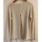 She & Sky Long Sleeve Lace Up Back Tunic Sweater Cream Women's Size Large Photo 1