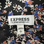 EXPRESS Shirt Womens Small Black Blue Floral Portofino Office Casual Versatile Photo 6