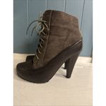Women's DbDk Brown Heel Boots Size 8 Canvas And Vegan Leather Booties Brown Photo 2