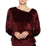 Michael Stars red velvet asymmetrical long sleeve pullover Photo 0