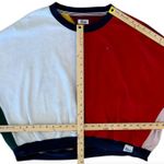 Tommy Hilfiger Colorblock Crewneck Sweatshirt Green Red White Pink L Oversized Photo 6