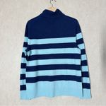 Lands' End Lands’ End 100% Cashmere Turtleneck Sweater in Deep Sea Navy/Aqua Stripe XLT Photo 4