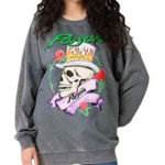 Poison Size XL Juniors Oversized Crew Neck Long Sleeve Gray Sweatshirt. New Photo 0