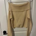 Urban Outfitters Silence + Noise Yellow Knit Woven Off the Shoulder Sweater Top Photo 3