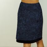 Penny Blue Dot Print Black Velvet Trim Detailed Chiffon Pencil Skirt Blue Size 2 Photo 1