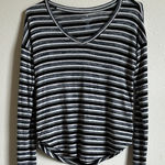 American Eagle  AE | Soft & Sexy Striped Plush V-Neck Sweater Top Photo 0
