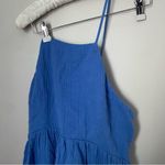 Socialite Dress Open Back Mini Blue Solid Textured Casual Neutral Summer Sun Photo 1
