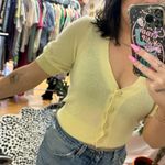 Anthropologie  Maeve Beth Puff-Sleeved Cashmere Cardigan in Canary Size XS Photo 1