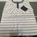 Striped Waffle Knit Henley Loose Fitting Women’s Long Sleeve Top Size L White Size L Photo 4