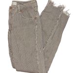 Pull & Bear  Striped Skinny Crop Jeans Sz 28 Gray White Raw Hem Stretch Cotton Photo 0