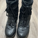 Dromedaris Kara Leather Boots Black Suede Women's Size 42 Moto Lace Up‎ Combat Photo 0