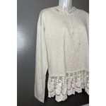 LDLA Sweatshirt Womens Medium Gray Lace Hem Hoodie Pullover Boho Knit Top Photo 1