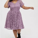 Torrid NWT Lilac Purple Stretch Lace Pockets Skater Dress Size 4X Photo 0