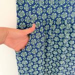 J. McLaughlin Catalina Cloth Floral Blue Green Scoop Neck Cap Sleeve Dress Sz M Photo 3