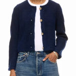 Derek Lam Blue Cardigan Sweater MEDIUM Preppy Blazer Sparkle Work Designer $270 Photo 0