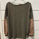 Free People We The Free Jade Green Floral Long Sleeves Oversized Slouchy Tee Photo 2