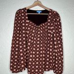 Draper James Women's Maroon Geo Floral Diamond Squareneck Top Size Medium Photo 1