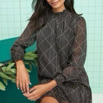 J.Crew NEW Factory Ruffle Tiered Mini Dress Black Light Khaki Photo 0