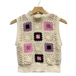 ZARA Sleeveless Crochet Cropped Sweater in Ivory size Small NWT Photo 2