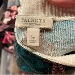Talbots Cute olive teal cashmere blend Kashmiri swirl lightweight sweater Photo 4