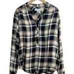 Michael Stars Plaid Popover Shirt Black, Yellow, White Size XS Photo 0
