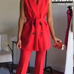 ZARA blazer long red vest with waist tie belt Photo 7