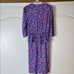 80s VINTAGE FLORAL PEPLUM DRESS MODEST EASTER SPRING CHURCH Purple Size M Photo 6