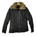 Boutique Black Side Zip Faux Fur Puffer Jacket L Photo 1