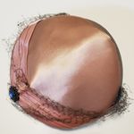 Vintage 50s 60s Rose Mauve Peach Hat With Blue Sapphire Gem Photo 11