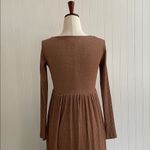 HATCH Maternity Phoebe Dress Ribbed Knit Midi Scoop Neck Metallic Size 0 XS/S Brown Photo 12