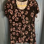 Bishuge Black & Pink Floral Tunic Top | Women’s Size Large Photo 0