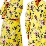 Loft  Dress Long Sleeve Shift Tunic Boatneck Yellow Pink Floral Women’s Size 2 Photo 13