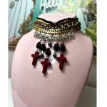 Topshop Silver Gold Black Skulls Cross Stacked Chain Choker Statement Necklace Photo 3