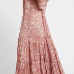 NWT O.P.T. X Anthropologie Floral Poppy Ruffle Tired Bohemian Midi Dress Red Photo 2