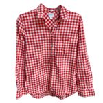 J.Crew Boy Fit Gingham Half Button Long Sleeve Shirt Red White Size Small Photo 5
