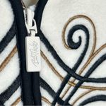 Bob Mackie Wearable Art Cream Black Fleece Embroidered Full Zip Jacket Coat Vtg Photo 2