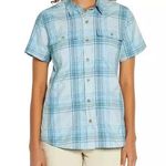 Eddie Bauer NEW Ladies Short Sleeve Adventure Top Shirt Blue Plaid. Size M Photo 0