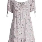 Socialite NWOT  Lavender Purple Floral Babydoll Mini Dress Sweetheart Neck New Photo 2