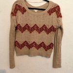 Maison Jules Cropped Zig Zag Knit Sweater Size Womens S Chunky Fall Boho Buttons Photo 1